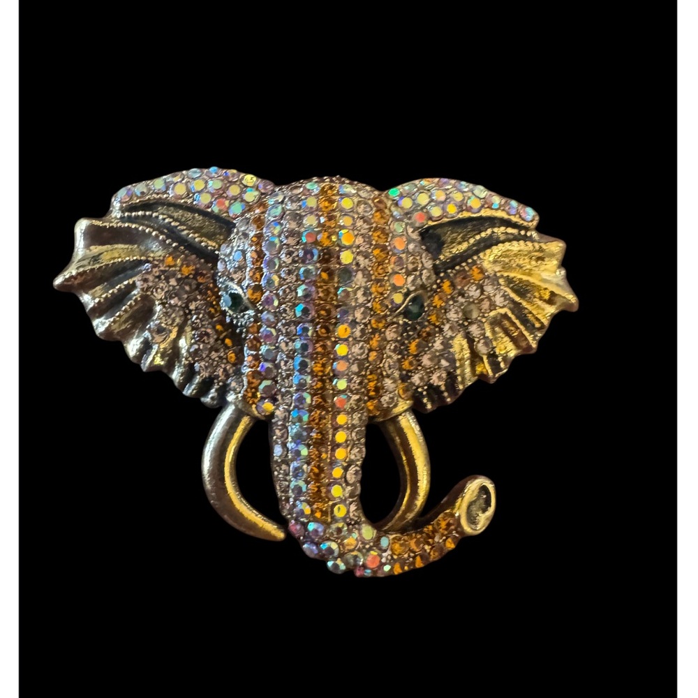 Baroque Colorful Elephant Rhinestones Brooch, Lapel Pin or Pendant for Necklace